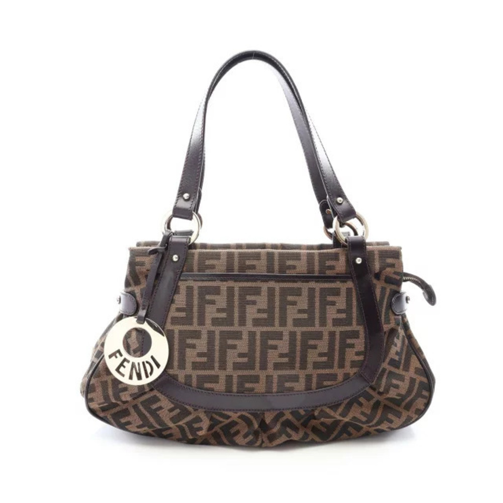 Fendi Zucca Handbag Canvas Leather Brown